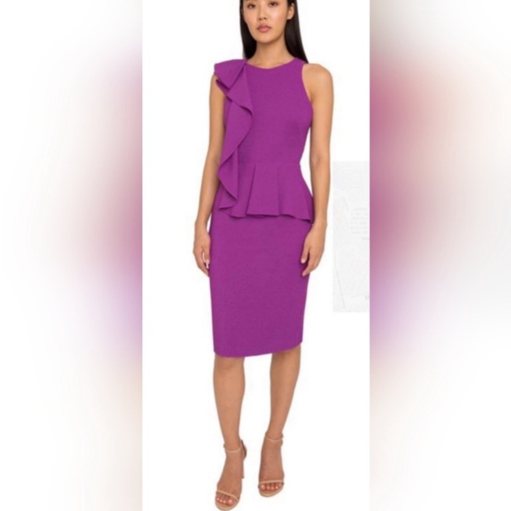 BLACK HALO  Felicia Sleeveless Ruffle Peplum Sheath Dress Cocktail Size 6